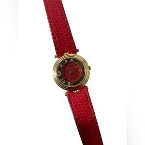 Jacmor Red and Gold Watch with Crystal Accents